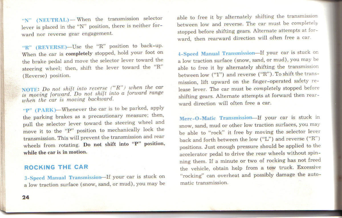 1963 Mercury Comet Owners Manual Page 46
